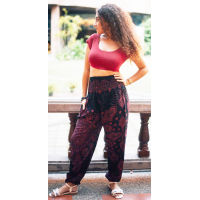 Yoga-Harembroek Small Lace rood/blauw